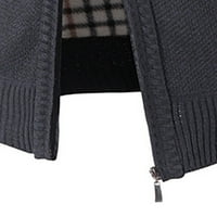 Жилетки за жени, мъжки цип нагоре плетен дебела стойка яка руно, облицовани топли дамски пуловери есенни жилетка с размер 2xl