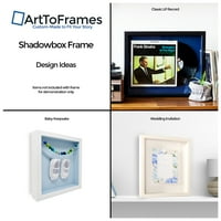 Arttoframes Shadow Bo Picture Frame, със сатенена черна висока широка рамка Shadowbo и подложка за червена оранжева подложка