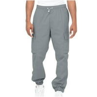 Айолани сиви товарни панталони за мъже торбисти мъже солидни ежедневни множество джобове на открито фитнес панталони Панталони панталони малки