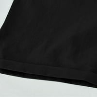 Penkiiy Fashion Women Кратко отпечатани плътни тесни талии за джобна еластичност Спорт Половин шорти Панталони Активни панталони XL Черно на хлабина