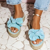 Летни сандали за жени Модни твърди цветен велур лък с голям размер Обувки Обувки Сини 38
