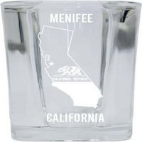 Menifee California Laser Etched Souvenir Square Shot Glass State Flag Design