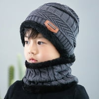 Фуриране на трапчиви руно контрастни цветове плетени топли зимни шапки Флидна шапка+шал два комплекта