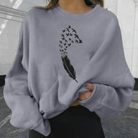 Суитчъри качулки за жени Флорални печат Небрежен хлабав кратка пуловерна туника суичъри с дълъг ръкав горни суичъри