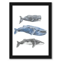 Trio AmericanFlat Whale Painting Trio от Jetty Printables Black Frame Wall Art