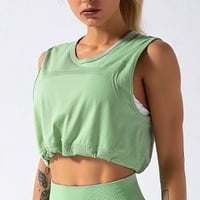 Royallove Women's Fashion Drawstring Solid Vest безпроблемна йога танк без ръкави спортни върхови женски върхове