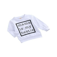 Fanvereka Kids Baby Letter Printing Pullover Ribled Classing Classic Round Neck Top Clot