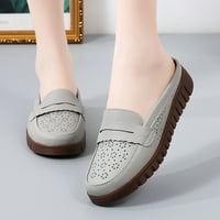 Обувки Hoksml Flats, женски универсални плоски обувки меко дъно голям размер ежедневни плътни цветни обувки кожени обувки на клирънс