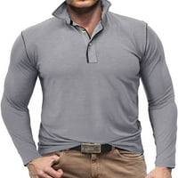 Paille мъже блуза солидна цветна поло риза ревера върхове атлетични тениски за голф сиви xs