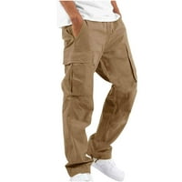 Мъжки панталони Просверие под $ Jioakfa мъже солидни ежедневни множество джобове на открито прав тип фитнес панталони Панталони панталони каки xl