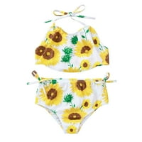Binwwede Toddler Baby Girls Bikini Set Leopard Sunflower Print Две бански бански костюм за бански