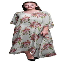 Bimba Floral Long Caftan Maxi Dress Beach Swickwear Cover Up Womens Kaftan-XL-3X