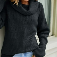 Дамски пуловер с качулка пуловер женски и зимен дълъг ръкав твърд цветен плетен корупка плетен хлабав отгоре