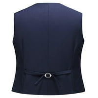 Haite Men Business Dress Vests Солиден цветен костюм жилетка без ръкави за сянка за мъжки флот синьо xl xl xl
