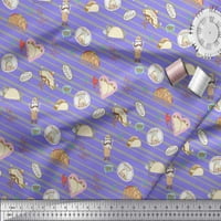 Soimoi Purple Cotton Duck Fabric Tacos & Stripe Print Fabric по двор