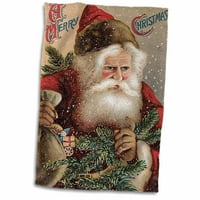 3Drose Vintage Дядо Коледа с чувал с играчки и дърво и сняг - кърпа, от