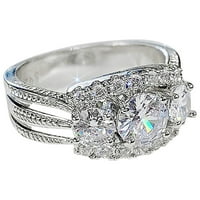 Duhgbne Пълен диамантен циркония пръстен за жени прости модни бижута Популярни аксесоари празничен подарък за съпруга