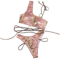Жени секси пръстен с едно рамо бикини комплект шаблон за бански костюми за бански костюми плаж
