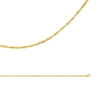 Колие в Сингапур Твърда 14k жълто златна верига усукана куха диамант нарязана тънка светлина
