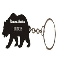 Mound Station Illinois Suvenir Metal Bear Keychain