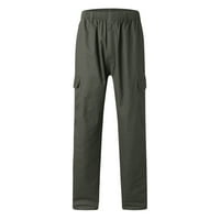 HWMODOU Мъжки товарни панталони солиден цвят свободен плюс размер с джобове дантела памук пролет летни панталони за мъжки дрехи за мъже
