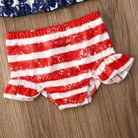 Бебешки бебета момичета американски флаг бански костюм звезди ивици бикини комплект Ruffle High Teist Boting Suilwear