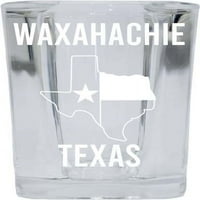Waxahachie Texas Souvenir Laser Etched Square Shot Glass Texas State Flag Design