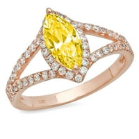 1. CT Brilliant Marquise Cut Clear Simulated Diamond 18K Rose Gold Halo Solitaire с акценти пръстен SZ 11