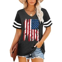 Juebond жени Деня на независимостта върхове чиновник 4 юли с къс ръкав патриотична тениска блуза модерна САЩ Star Stripe Print Tops Tee