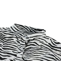 Женски бутон надолу ризи за ревера, модна абстрактна Zebra Print с дълги ръкави свободни върхове