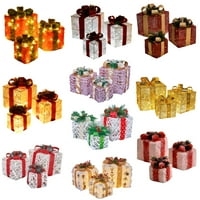 Sprifallbaby Коледни осветени кутии за подаръци, батерия за домашно празнично изкуство декор за на закрито на открито
