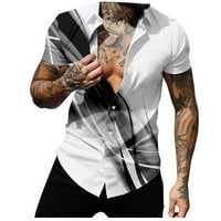 Мъжки копче с къс ръкав надолу ризи Модни рокли Парти ежедневни бизнес отпечатани ризи тъмно сиво m