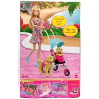 Barbie Stroll 'N Play Pups Playset с кукла Барби, кученца и количка за домашни любимци