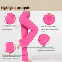 Lovskoo жени йога панталони широки панталони за крака свободни тренировки с висока талия на талията на небрежни панталони йога фитнес панталони горещо розово