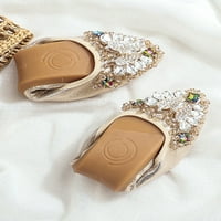 Увиващи се дами апартаменти хлъзга се върху плоски обувки заострени хляби на пръсти Дишащи се плъзгащи рокли за небрежна обувка за ходене злато 10