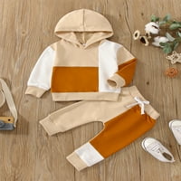 Тоалети за есен за бебето за бебе, контраст на цветни качулки и панталони с дълъг ръкав и панталони