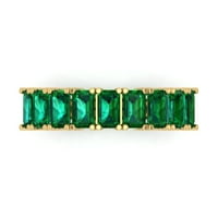 2. CT Brilliant Emerald Cut симулиран изумруден 14K Жълта златна вечност лента SZ 5.25